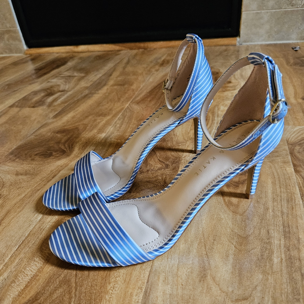 Blue Striped Heeled Sandals